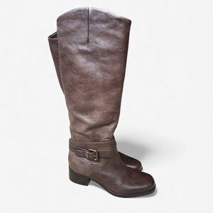 Via Spiga Pull on Brown Leather Knee-High Boots